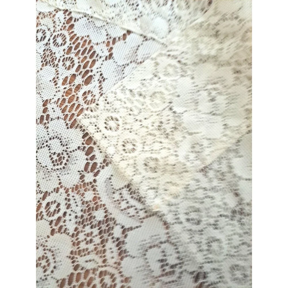 Ivory Lace Curtain Panel Cabbage Rose Floral Country Farmhouse Cottage 73x38